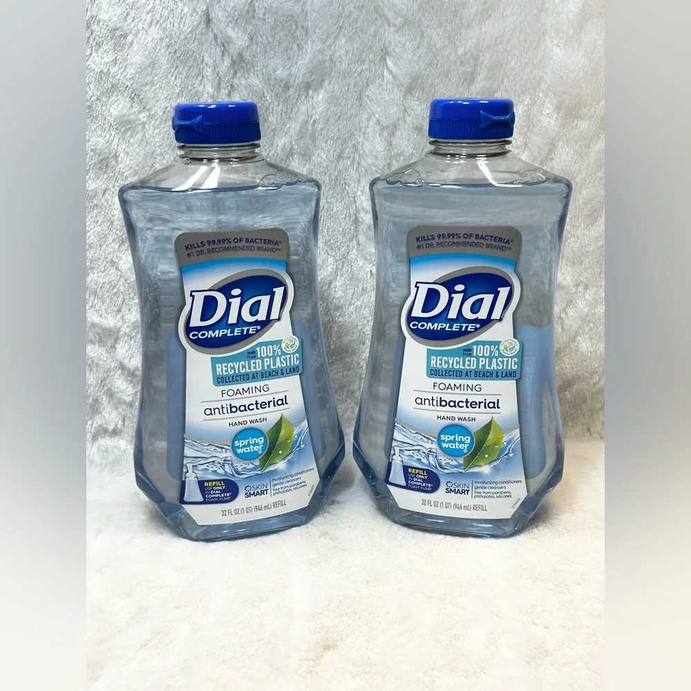 LOT OF 2 Dial Spring Water Antibacterial Foaming Hand Soap Refill 32 Ounce EACH